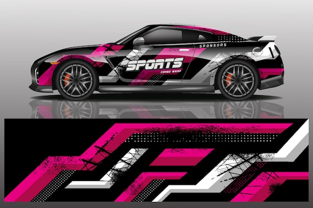 Ilustración de envoltura de calcomanía de coche deportivo