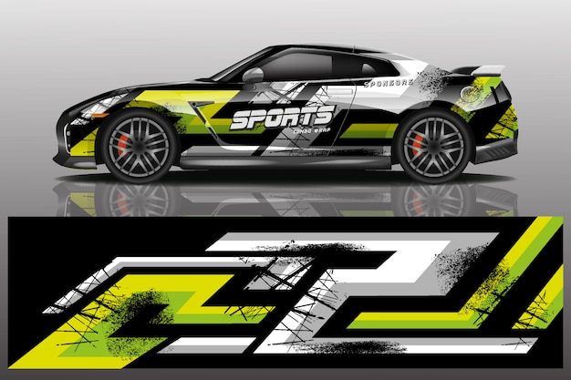Ilustración de envoltura de calcomanía de coche deportivo