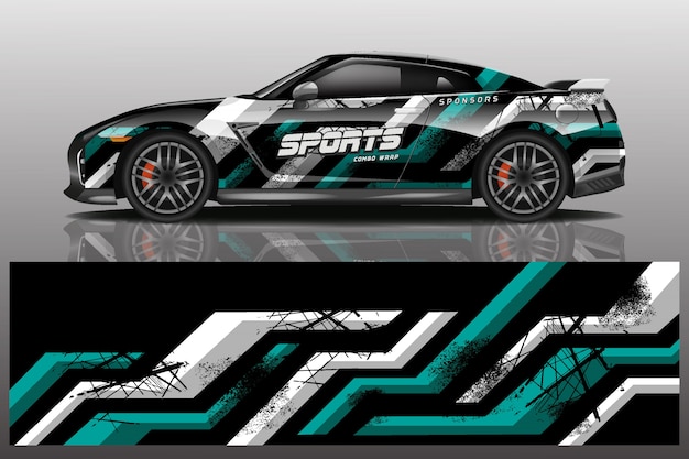 Ilustración de envoltura de calcomanía de coche deportivo