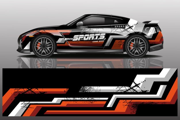 Ilustración de envoltura de calcomanía de coche deportivo