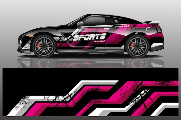 Ilustración de envoltura de calcomanía de coche deportivo