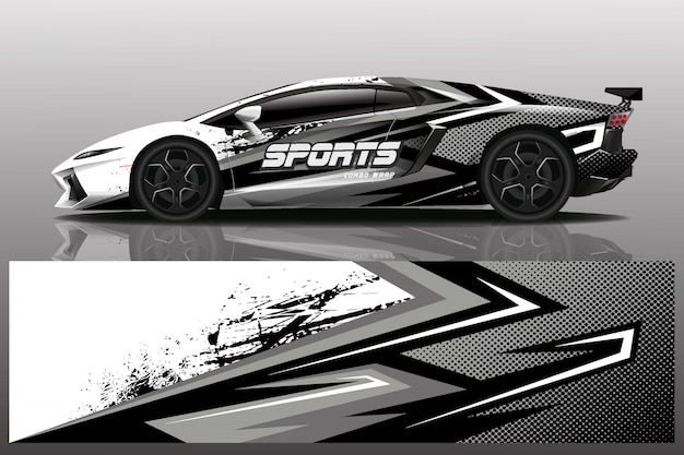 Ilustración de envoltura de calcomanía de coche deportivo