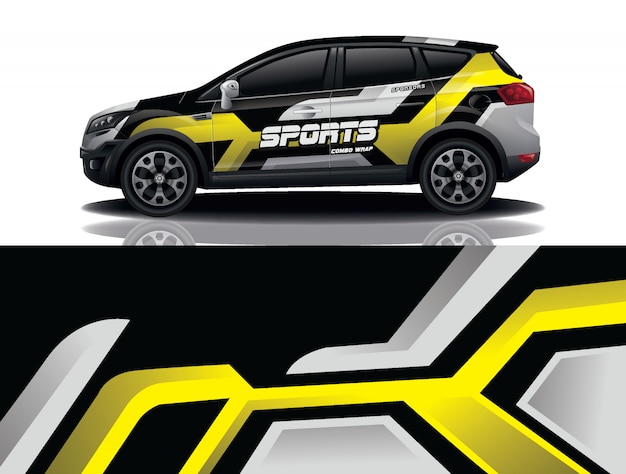 Ilustración de envoltura de calcomanía de coche SUV