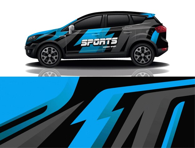 Ilustración de envoltura de calcomanía de suv coche