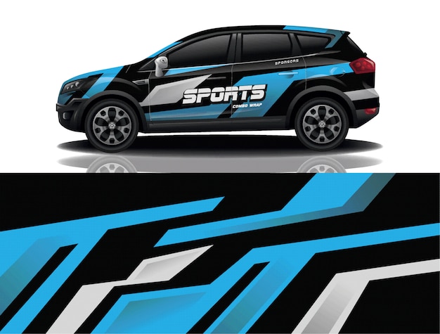 Ilustración de envoltura de calcomanía de suv coche