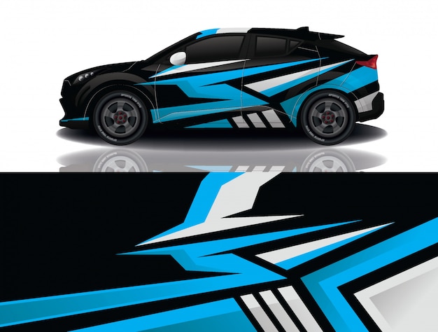 Ilustración de envoltura de calcomanía de suv coche