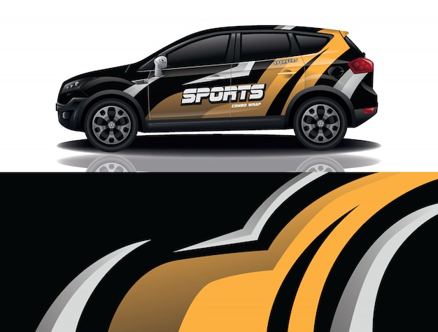 Ilustración de envoltura de calcomanía de suv coche