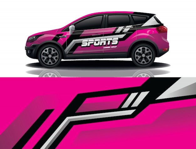 Ilustración de envoltura de calcomanía de suv coche