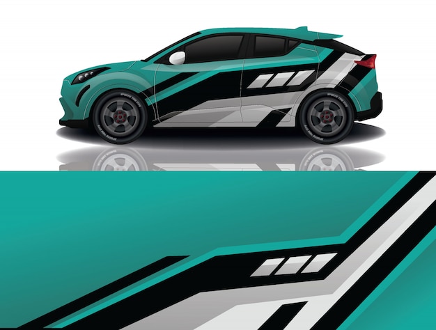 Ilustración de envoltura de calcomanía de suv coche