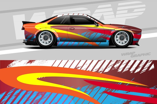 Ilustración de envoltura de calcomanías para automóviles