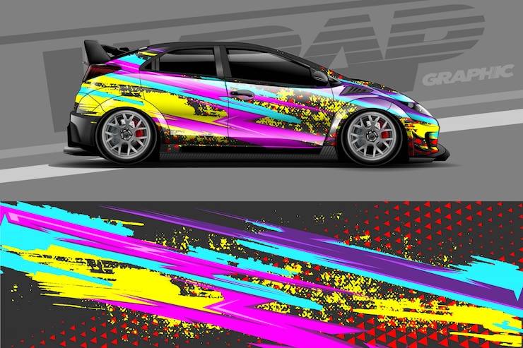 Vector ilustración de envoltura de calcomanías para automóviles