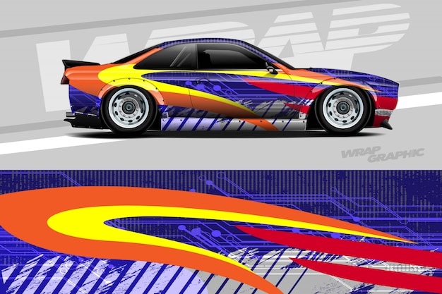 Ilustración de envoltura de calcomanías para automóviles
