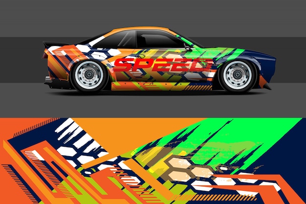 Ilustración de envoltura de calcomanías para automóviles
