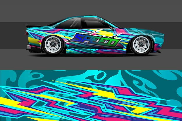 Ilustración de envoltura de calcomanías para automóviles