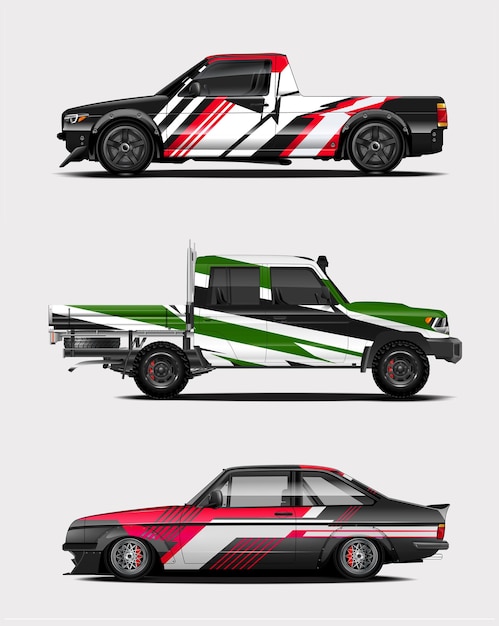 Ilustración de la envoltura de las calcomanías de los coches deportivos