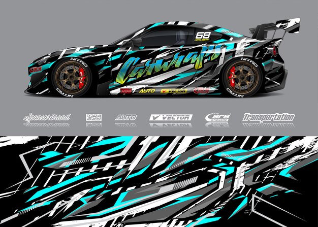 Ilustración de envoltura de coche de carreras