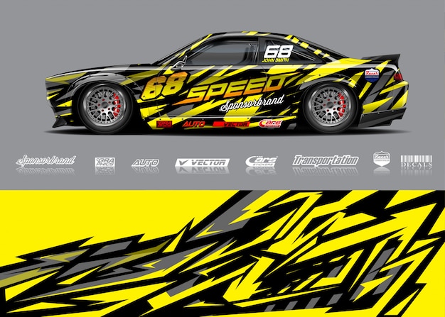 Ilustración de envoltura de coche de carreras