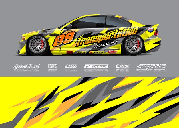 Ilustración de envoltura de coche de carreras