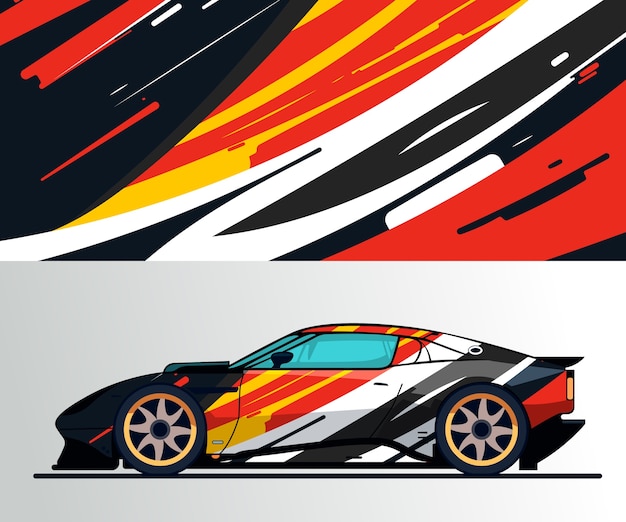 Vector ilustración de envoltura de coche de diseño plano