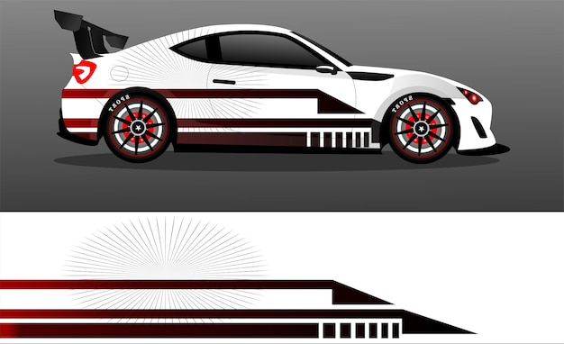 Ilustración de envoltura de etiqueta de auto deportivo premium Vector