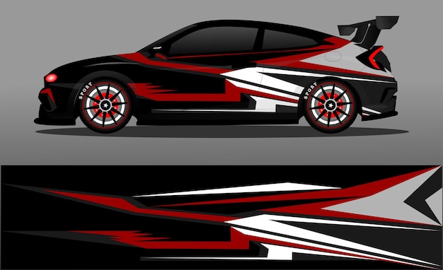 Ilustración de envoltura de etiqueta de auto deportivo premium Vector