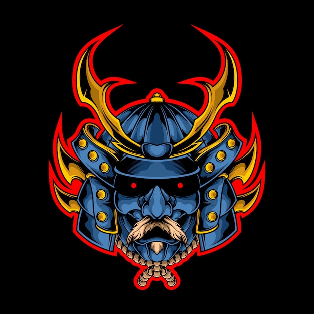 Ilustración épica de la cabeza del samurai