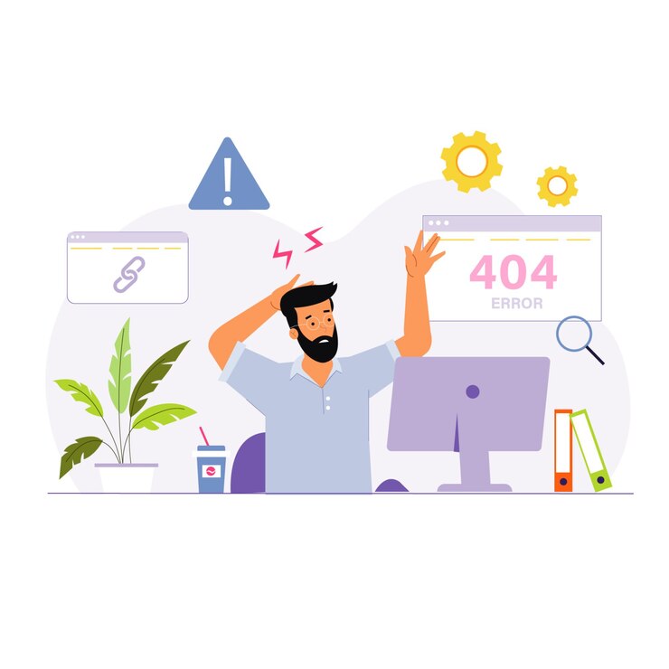 Vector ilustración de error 404 de usuario frustrado para diseños de sitios web modernos