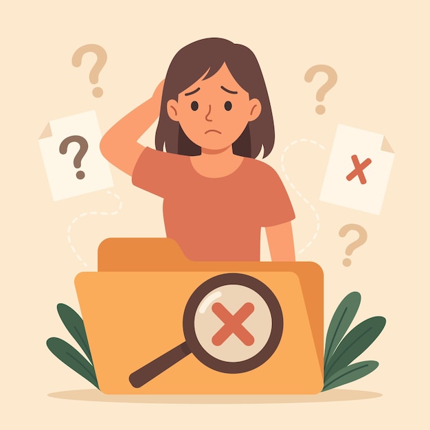 Ilustración de error de archivo faltante No se encontraron datos o acceso a carpeta denegado Ilustración vectorial de concepto