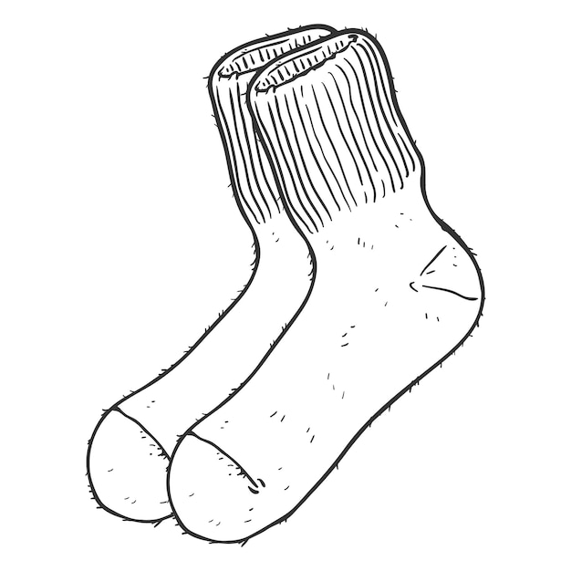 Ilustración de esbozo de contorno vectorial Calcetines de lana viejos