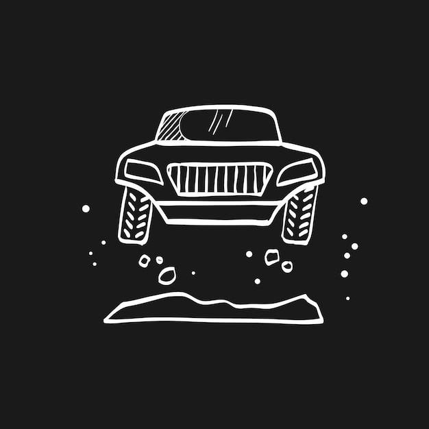 Ilustración de esbozo de garabato de coche de rally