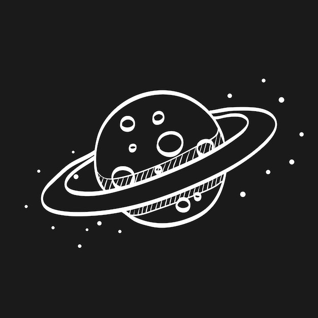 Ilustración de esbozo de garabato del planeta Saturno