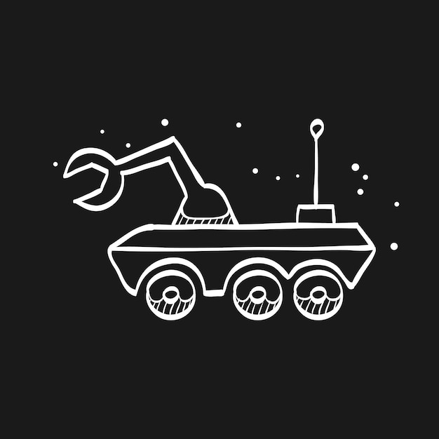 Ilustración de esbozo de garabato de rover espacial