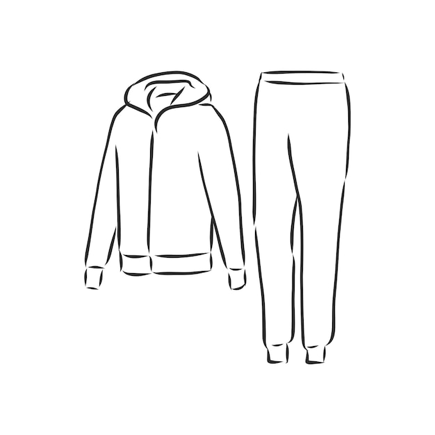 Ilustración de esbozo de vector de chándal, hombre de ropa de moda de deporte de vector de chándal