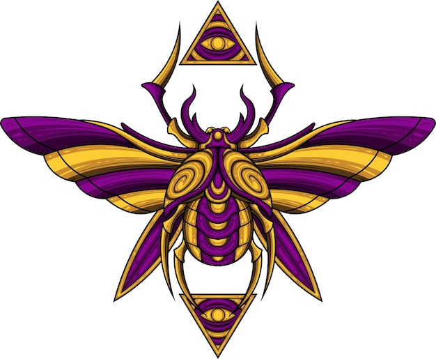 Ilustración de escarabajo egipcio con vector de stock de calidad premium