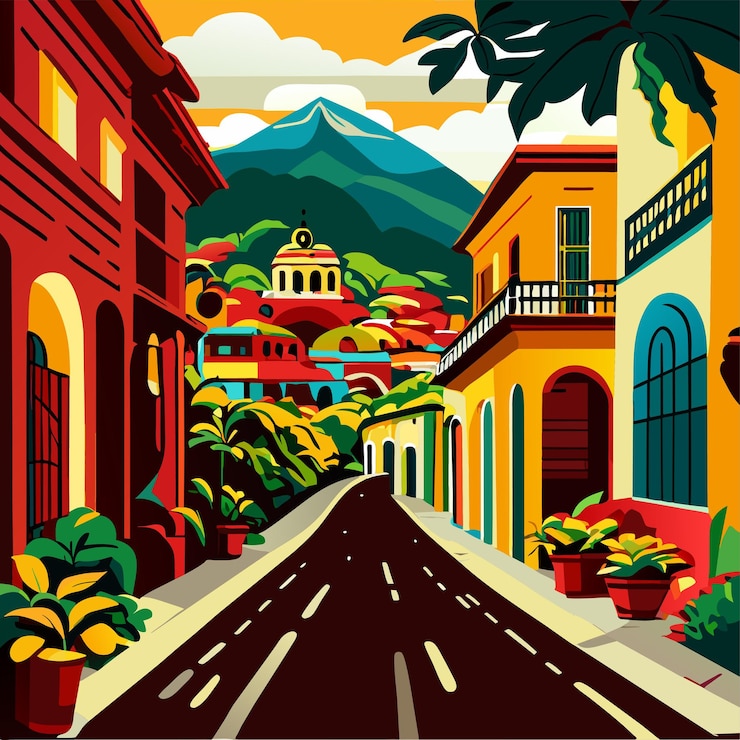 Vector ilustración de la escena de américa latina dibujada a mano