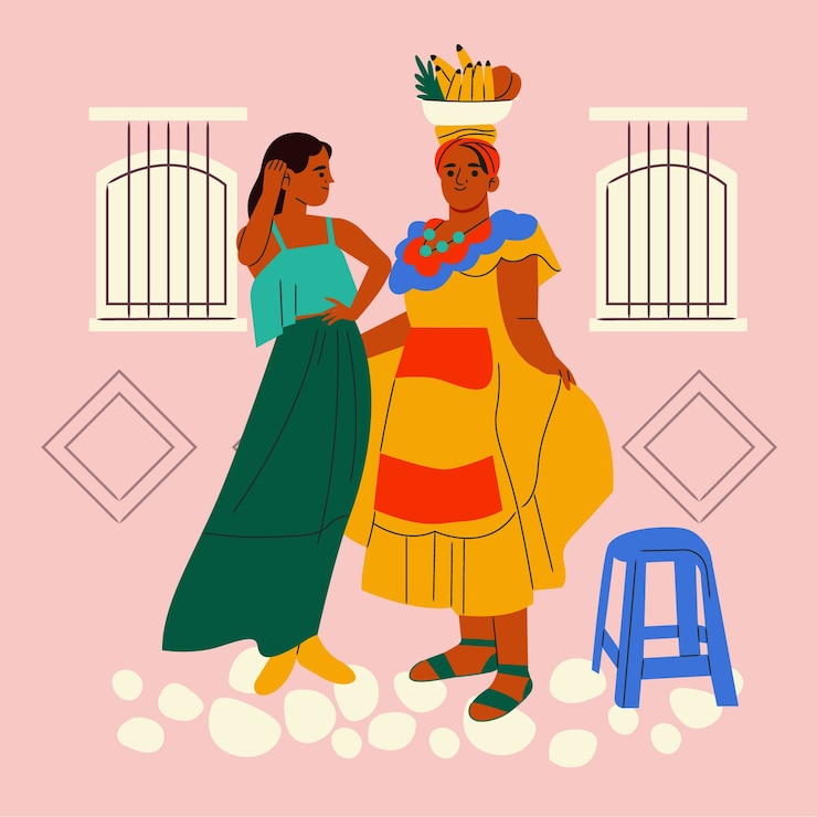 Vector ilustración de escena de américa latina de diseño plano