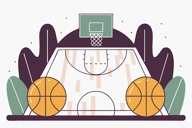 Ilustración del escenario de un juego de baloncesto de fondo blanco de alta resolución 8k
