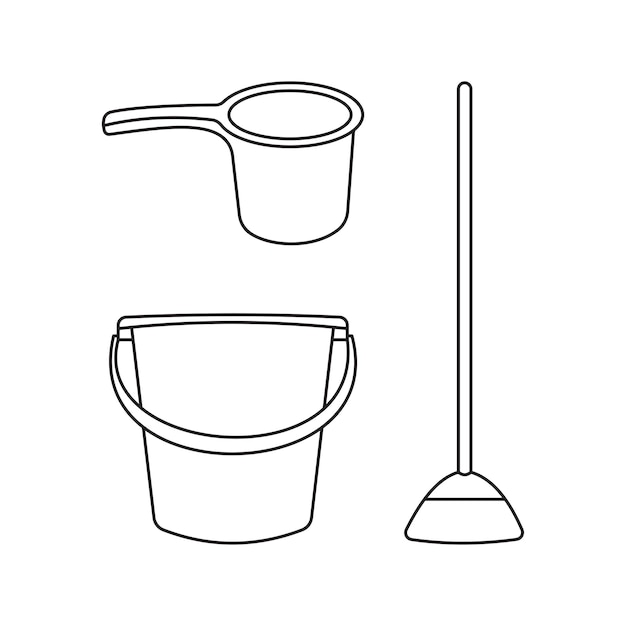 Ilustración de la escoba de cubo de cubo