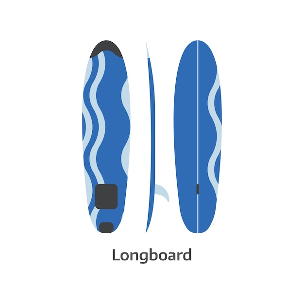 Ilustración de escritorio de surf longboard