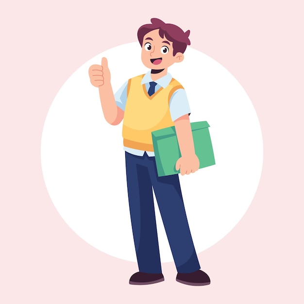 Ilustración de la escuela del estudiante de vector plano