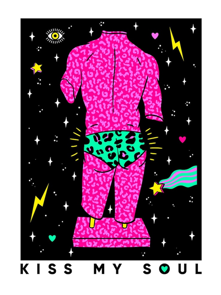 Vector ilustración de esculturas antiguas ácidas en el estilo cósmico psicodélico de moda