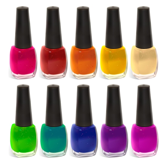 Ilustración de esmalte de uñas multicolor