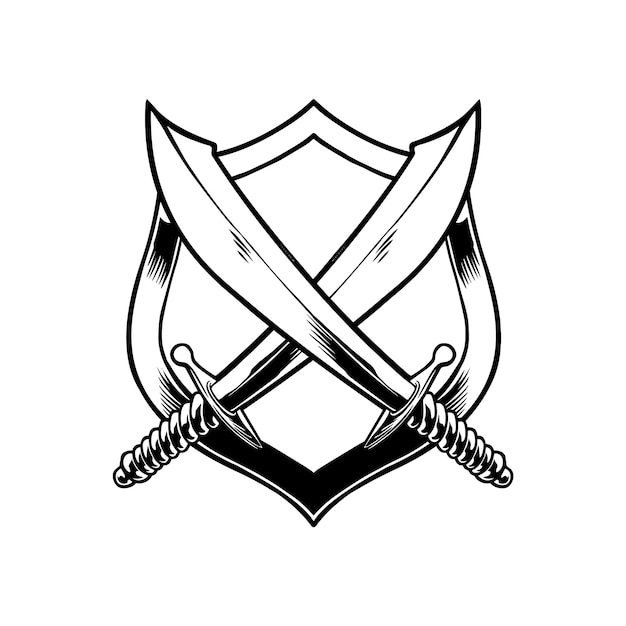 Vector ilustración de espada y escudo