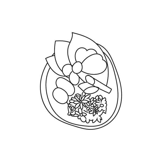 Ilustración de la especia en el boceto de la línea del plato con fondo en blanco