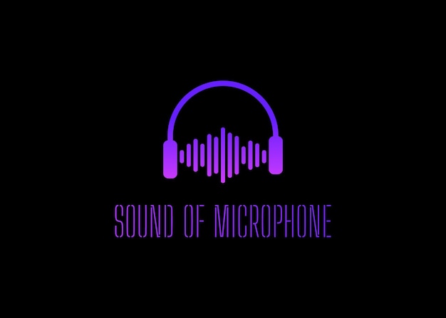 Ilustración Espectro de micrófono Diseño de logotipo de audio de voz de onda de sonido.