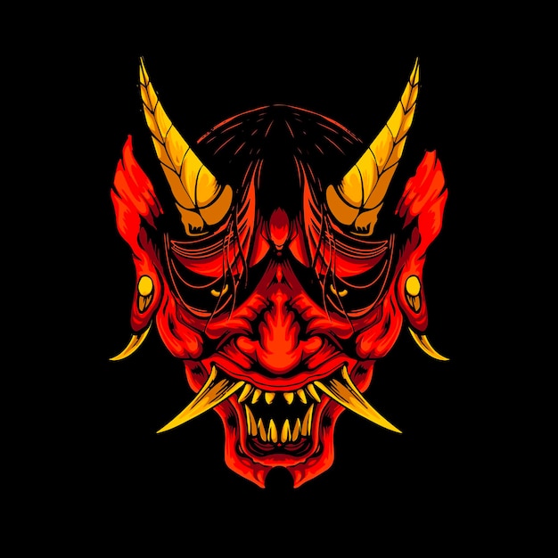 Ilustración espeluznante del diablo oni