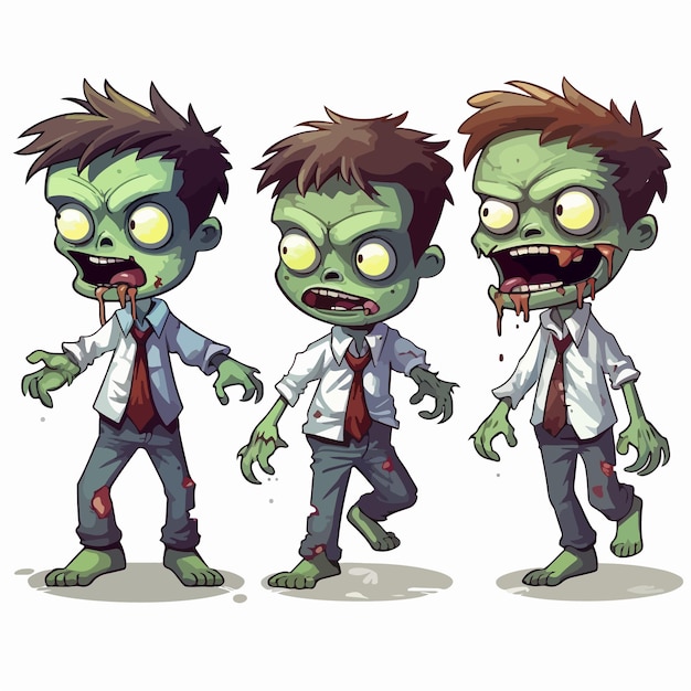 Vector ilustración del espeluznante niño zombie de halloween ai generation