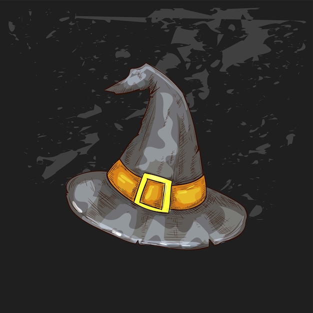 Vector ilustración espeluznante de sombrero de bruja de halloween