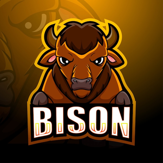 Ilustración de esport de mascota de bisonte