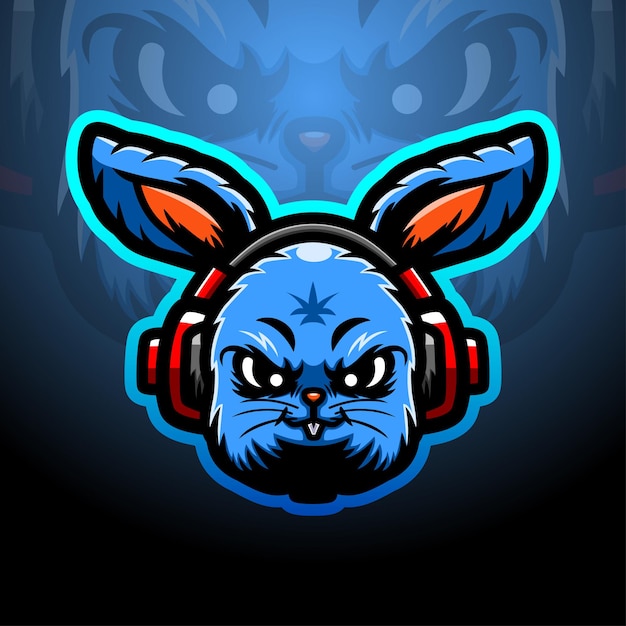 Ilustración de esport de mascota de cabeza de conejo